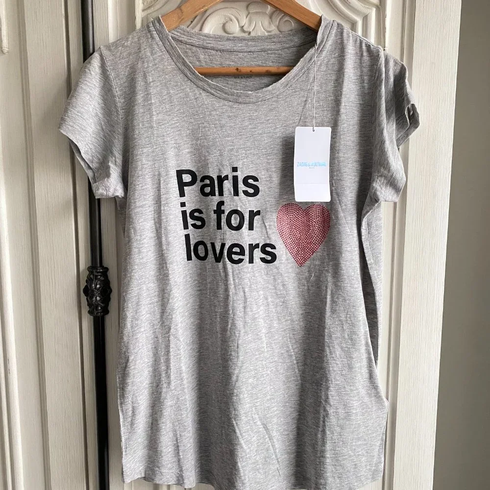 NWT ZADIG & VOLTAIRE Skinny Paris Is For Lovers T-Shirt - Picture 9 of 13